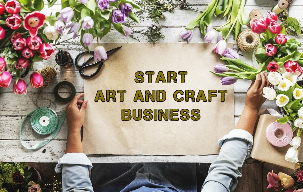 start art and craft business, flower, chat paper, man hands